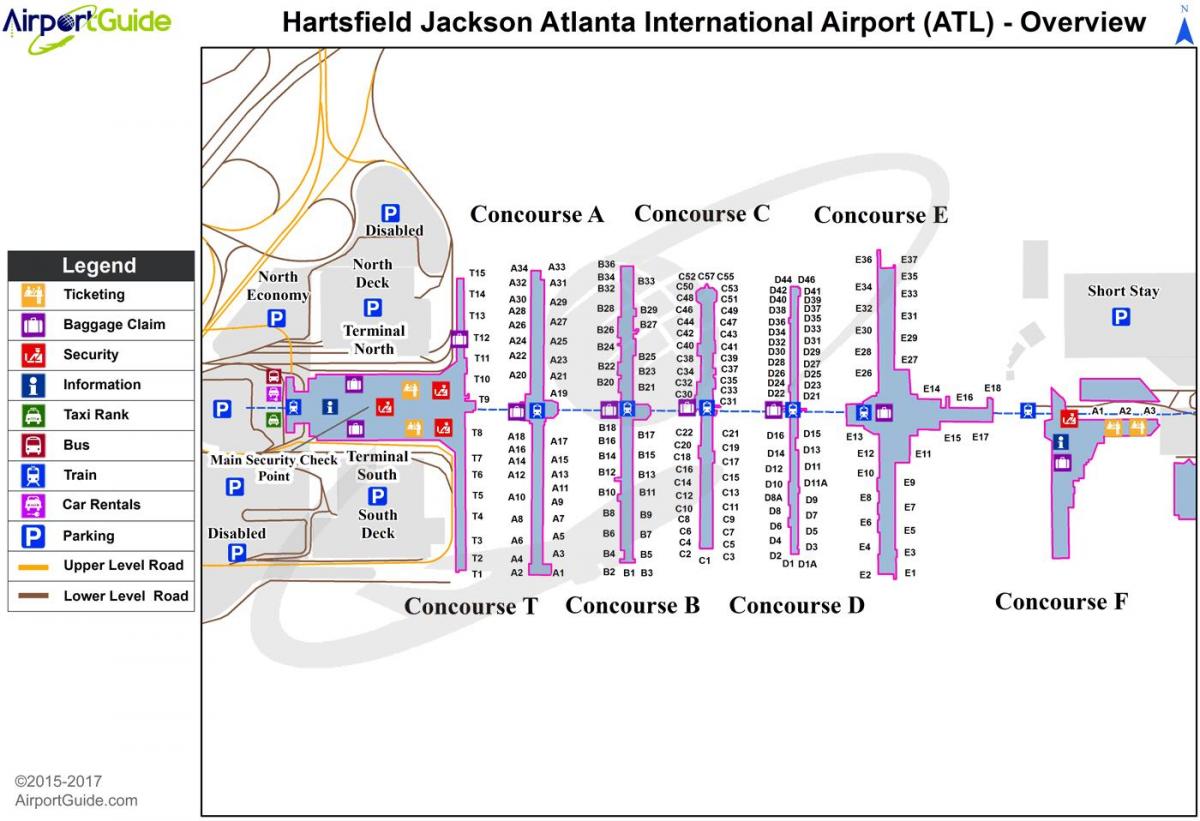 Mapa do terminal do aeroporto de Atlanta